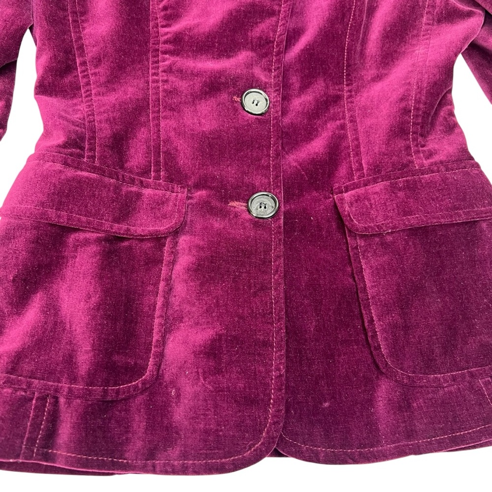 Anthropologie Plenty‎ Y2K Burgundy Velvet Blazer Jacket 4 - Picture 3 of 8